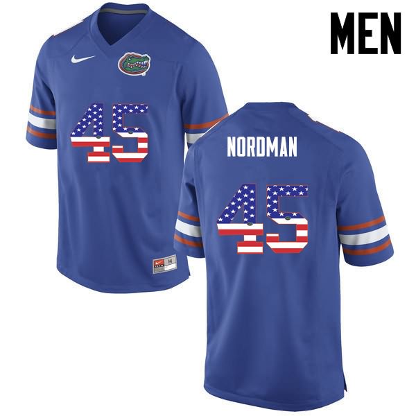 NCAA Florida Gators Charles Nordman Men's #45 USA Flag Fashion Nike Blue Stitched Authentic College Football Jersey OAK0264MQ